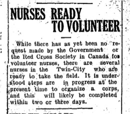 Waterloo Region Nurses Ready to Volunteer (5 August 1914)